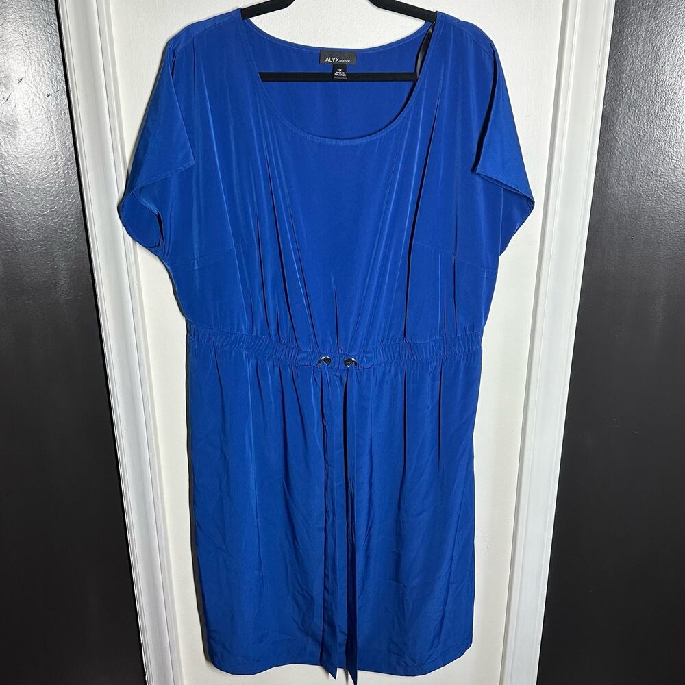 Alyx Woman Women's Royal Blue Drawstring Dress Size 1X Bold Short Sleeve - Picture 2 of 8
